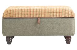 Collection Watson Tweed Fabric Footstool - Natural